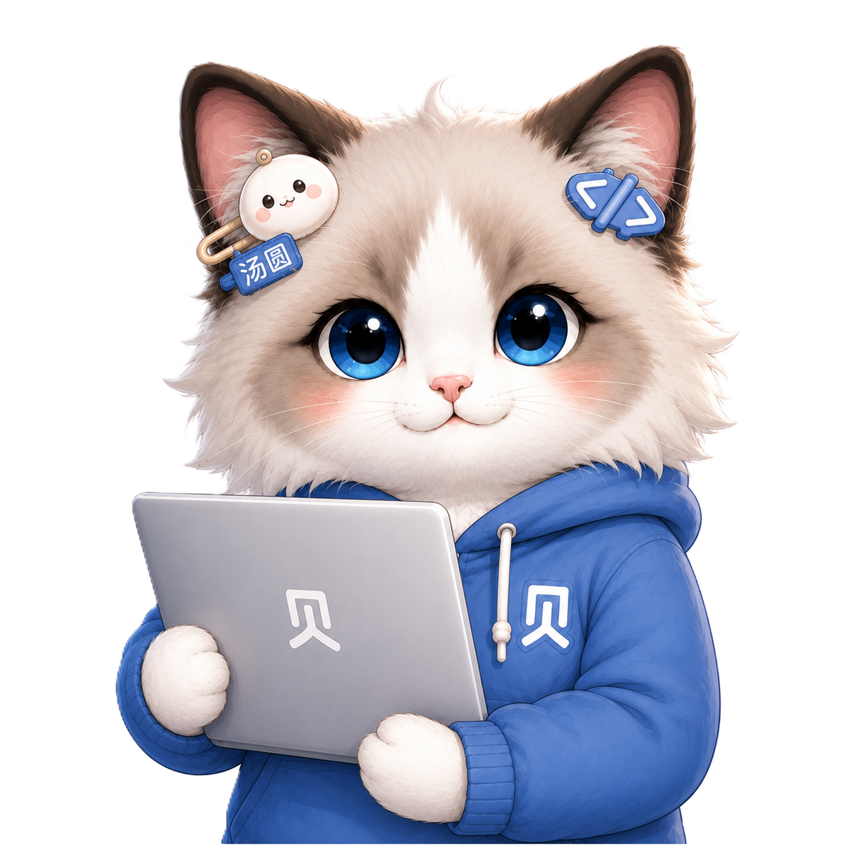 汤圆小贝抱着小电脑敲代码